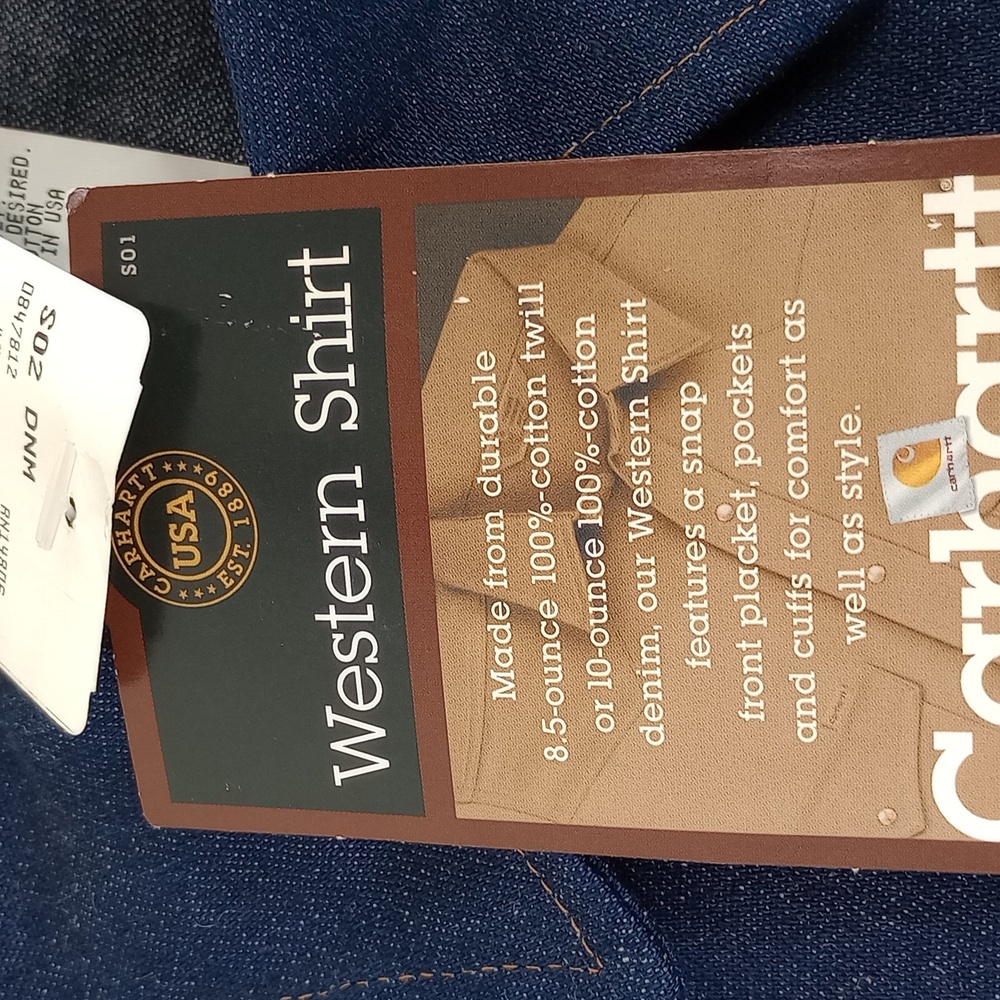 Carhartt Western Shirt 8.5oz Cotton Heavy Duty Pearl Snap Size 20x36 (3x-4x) - Picture 11 of 11